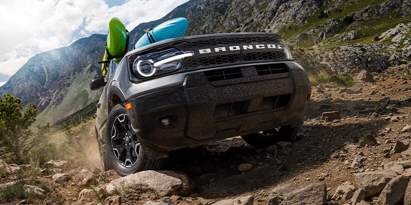 2025 Ford Bronco Sport driving on rocks